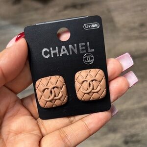 Tan Quilted Earrings